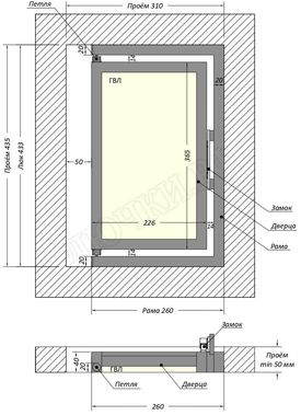Люк под плитку Шагма для плитки 300*400 (требуемый размер проема 310*435, размер люка 260*433) Люк под плитку Шагма для плитки 300*400 (требуемый размер проема 310*435, размер люка 260*433)